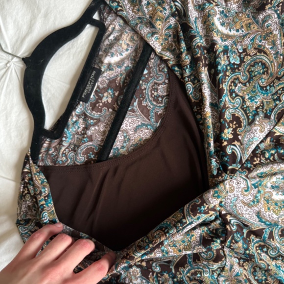 VINTAGE y2k layered abstract v-neck shortsleeve blouse - Picture 2 of 6